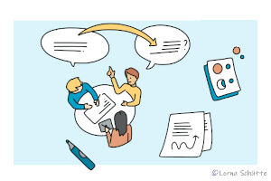 mehrere Menschen, Sprechblasen (&copy; Lorna Sch&uuml;tte)