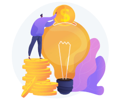 Guy putting money into a light bulb; &copy;vectorjuice/freepik