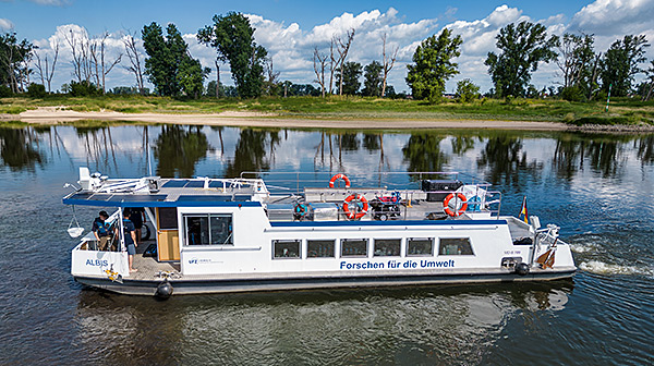 Messprogramm Elbe 2023 auf der Elbe bei Elster in Brandenbugr. Foto: Andr&eacute; K&uuml;nzelmann / UFZ