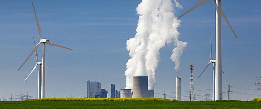 Wind turbines and power station in the background. Source: Stefan Ouwenbroek - Fotolia