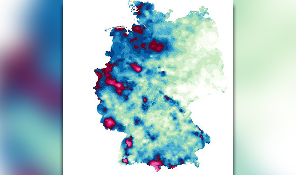 Absolute Abweichung des Niederschlages im Zeitraum von Juli 2023 bis Juni 2024.Auswertung: F. Boeing (UFZ-D&uuml;rremonitor)