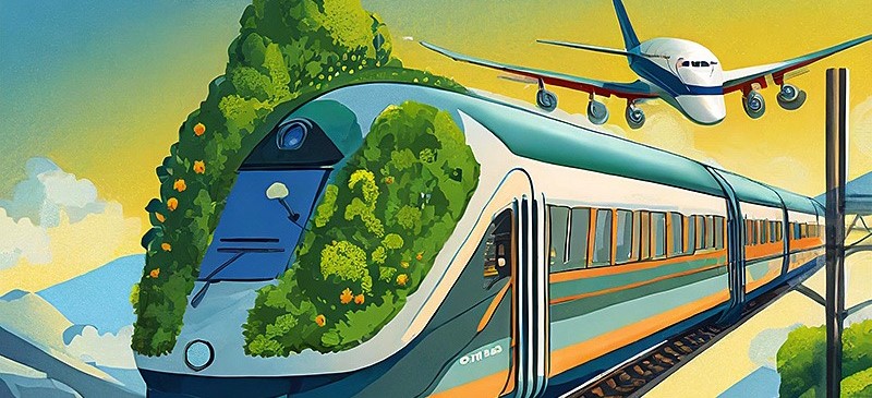 Train instead of flight Foto: AI generiert mit Adobe Firefly von Peggy Kirsten / UFZ.