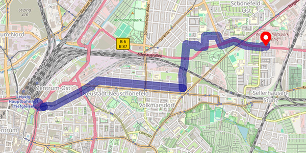 Empfohlene Fahrradstrecke Leipzig
