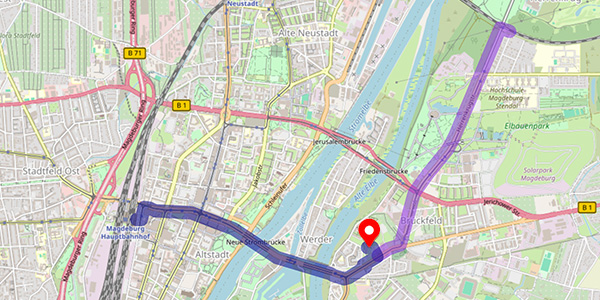 Empfohlene Fahrradstrecke Magdeburg