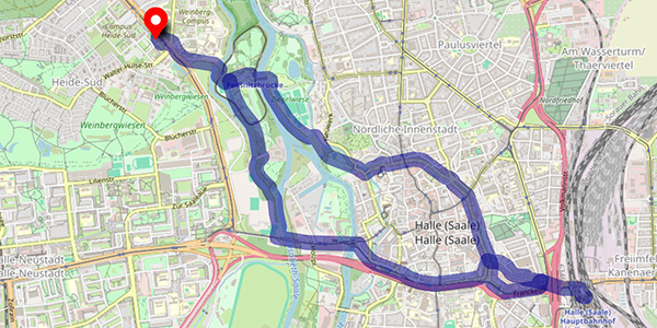 Empfohlene Fahrradstrecke Halle