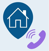 Telefon neben einem Haus Symbol.