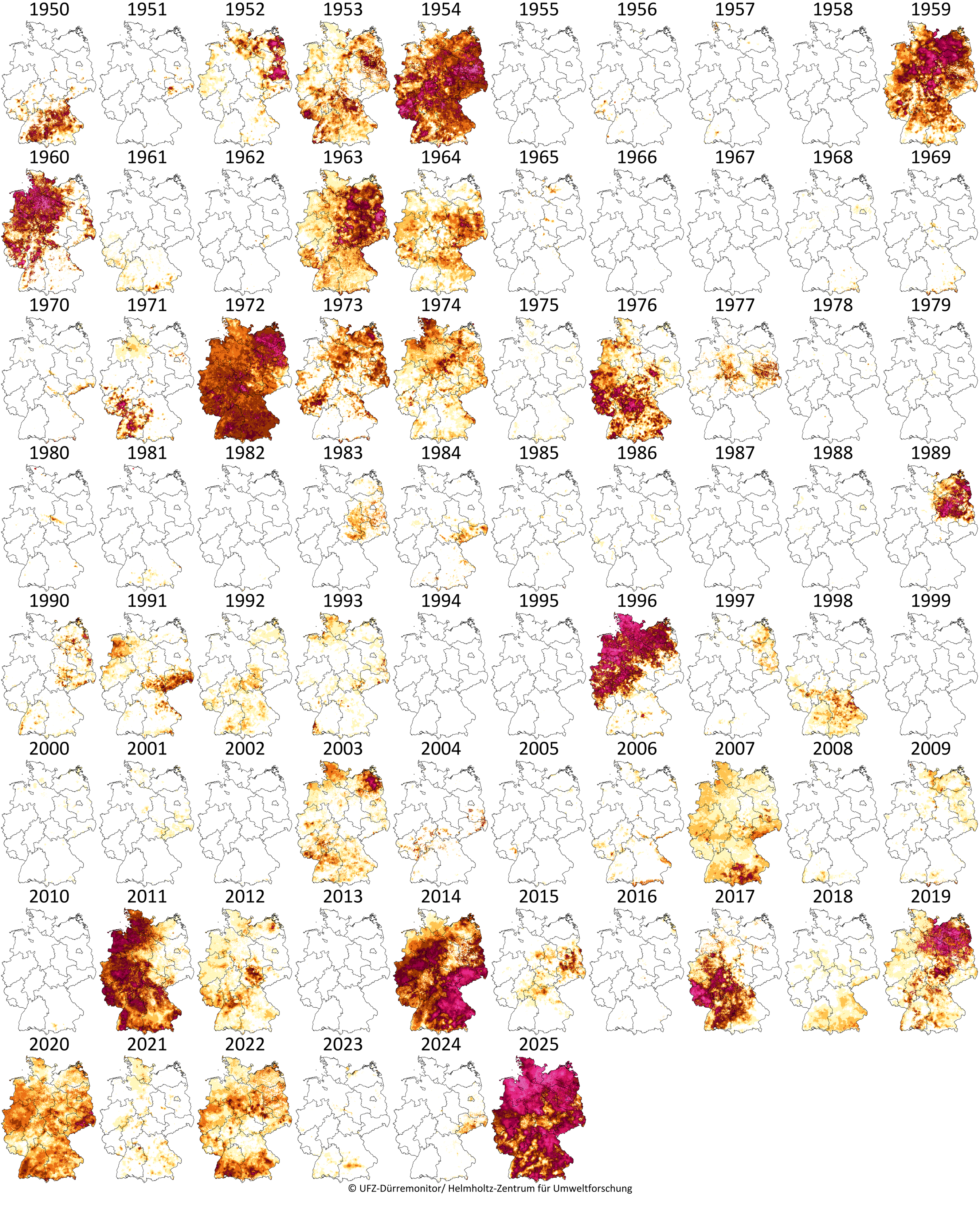 D&uuml;rreintensit&auml;t f&uuml;r den Oberboden in den meteorologischen Fr&uuml;hlingsmonaten M&auml;rz bis Mai
