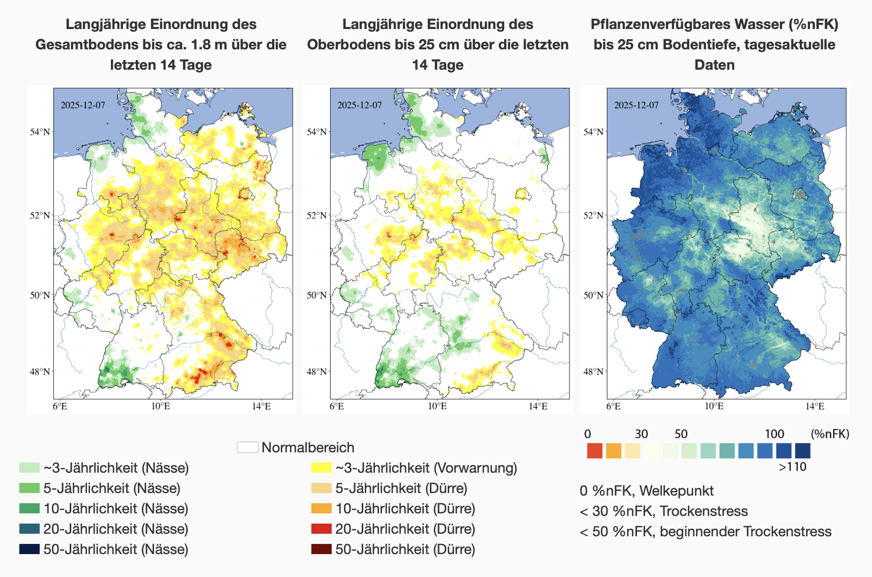 UFZ-D&uuml;rremonitor 07.12.2025. Quellle: UFZ