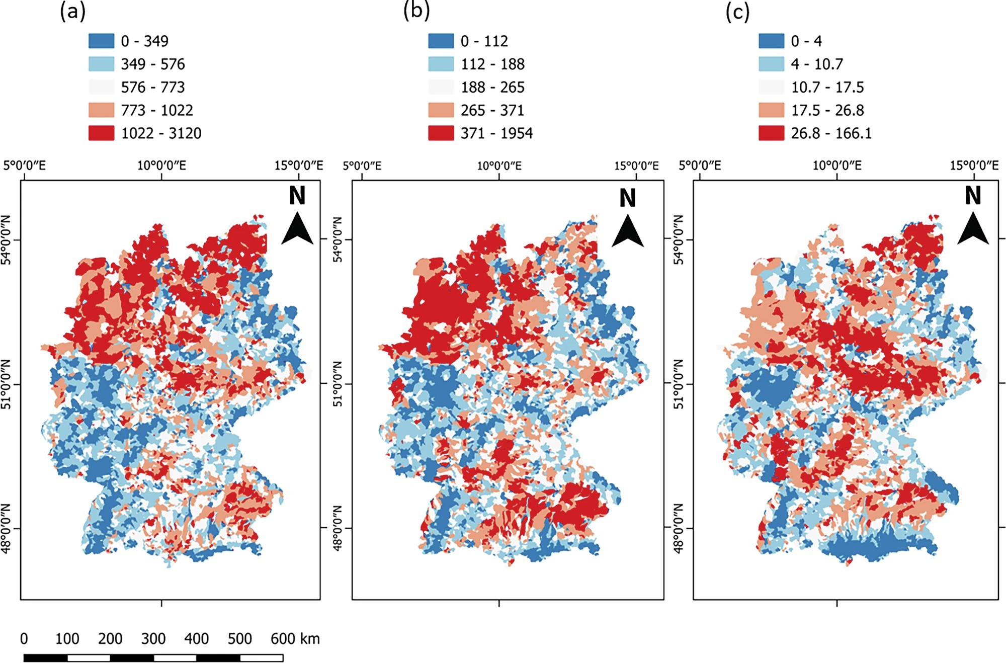 Fig. 2: Catchment-scale LUIS components across Germany