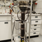 Expanded granular sludge bed (EGSB) reactor inoculated with granular sludge from a paper mill. The reactor treats synthetic domestic wastewater through anaerobic conversion of organic COD into methane.
